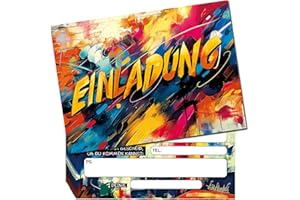 ‎HIEREIN Hierein Einladungskarten Junge, 12 Stück Stylishe Graffiti Einladungskarten Kindergeburtstag Party Einladungskarten Geburtstag für Mädchen Jungen zum Kindergeburtstag und Anderen Feier