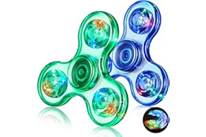 Gigilli Fidget Spinner Paquete de 2, Regalos de Fiesta de Valentín luz LED Fidget Spinner Juguetes para niños, Regalo de Relleno de Bolsa de Fiesta de Valentín,Verde y Azul