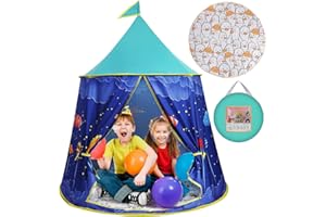 zerotop Kinderspielzelt Spielzelt für Kinder mit Matte Kinder Spielhaus Indoor für 2-3 Jungen Mädchen, Kinder Spielzelt mit Netzvorhang und Fenstern Indoor Outdoor Lesezelt Spielzimmer für Kinderzelt