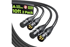 AA AUDIO ACCESSORY Cable XLR de 3m (paquete de 2) para micrófono, conectores Rean de Neutrik, cable equilibrado con núcleos de Kevlar y OFC, cable trenzado compatible con micrófonos