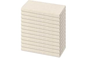 ‎PESONLOOK 12 Stück beige Baumwoll-Leinen-Mischgewebe Tischservietten mit gesäumten Kanten, 40 x 40 cm, weiche, Wiederverwendbare, rustikale Leinen-Stoffservietten für Hochzeit, Party, Bankett, Restaurant