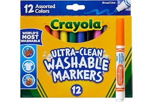Crayola 12 Count Ultra-Clean Washable Assorted, Broad Line, Colormax Markers