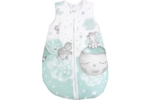 TupTam Saco de Dormir para Bebé sin Mangas 2,5 TOG, Luna con Elefante/Menta, 68-74