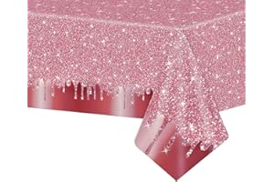 POPOYU Table Cloth Rose Gold Table Covers Plastic Party Table Cloth,Party Table Decoration Birthday Decoration Table Cloth Rose Gold Table Covers Party Table Cloth Cover