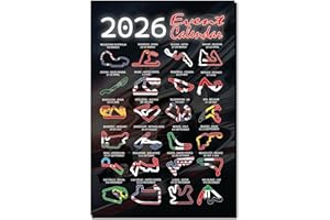 Perfect Message Motor Racing 2026 Event Poster, A4 21 x 29.7 cm, Formula Racing Track Layouts