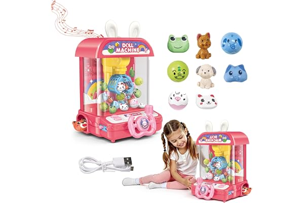 HONGYEE Mini Machine à Pinces avec Musique pour Domestique,Distributeur de Bonbons Candy Doll,Distributeur de Prix pour Les Enfants de 3 4 5 6 7 8+Ans,Cadeau d'anniversaire pour Fille ou Garçon