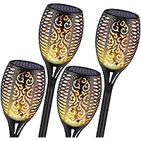 4 Pcs Solar Gartenleuchten, 96 LED, Wasserdicht Flackernde Flamme Solarleuchte Tanzen Flammen Landschaft Dekoration…