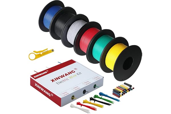 Fil électrique en Silicone-0,75mm² 18AWG 6 coloris kit (5 mètres chacun) Fil de cuivre étamé toronné Pour le bricolage, les modèles R/C, les lampes, les appareils ménagers