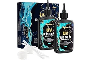SUZZAM UV Harz 500g, Upgrade UV Resin hart kristallklares Transparentes UV epoxidharz für DIY Kunst, Schmuck, Gießen und Beschichten - Geruchsarmer Ultravioletter Harz klar