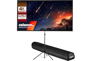 celexon Ultra-léger Écran de Projection trépied 90" | 199x112 cm 16:9 | Solution 4K, Full HD légère et compacte pour vidéoprojecteurs Mobiles Home Cinéma & d'extérieur | Pied + Sac de Transport