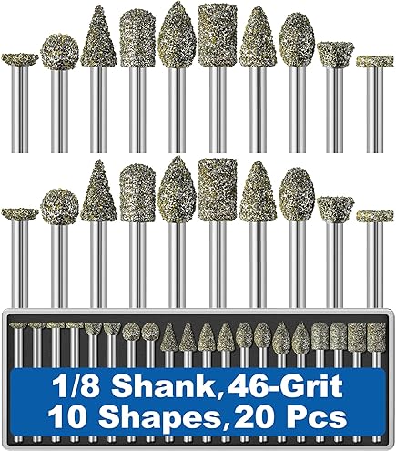45 Pack Grinding Stone Set 1/8" Shank, Sanding Drill Bit For