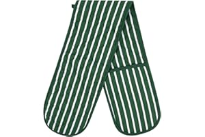 ASD ACCESSORIES Butcher Stripe Quilted Double Oven Gloves Kitchen Restaurant Home Mitts Heat Resistant Pot Holder Pan Holder Tray Holder for Cooking BBQ Grill 100% Cotton Double Oven Gloves