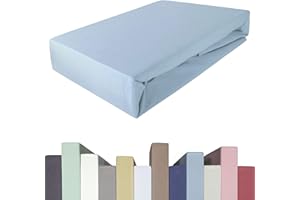 ‎EDDA LUX EDDA LUX Spannbettlaken für 20-40 cm hohe Matratzen, 180 x 200-220 bis 200 x 200-220 cm, Öko-Tex, Baumwolle m. 5% Elasthan, Premium Spannbetttuch für Boxspringbett, in Nordic Blue