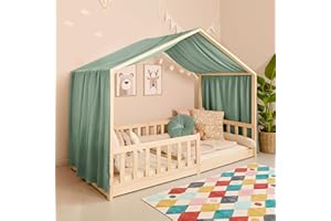 Mooskind Hausbett Himmel – Aus weichem Musselin in 7 Farben – 100% Bio-Baumwolle – Traumhafte Hausbett Deko & Himmelbett Vorhänge – Made in Europe mit Liebe