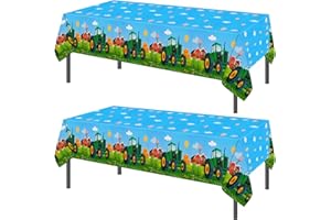 PHOGARY Nappe de Tracteur 2PIÈCES, Couvertures De Table de Tracteur Rectangulaires En Plastique pour Décorations de Fête d'Anniversaire de Tracteur Fête d'Anniversaire Sur le Thème de la Ferme 51"X86"