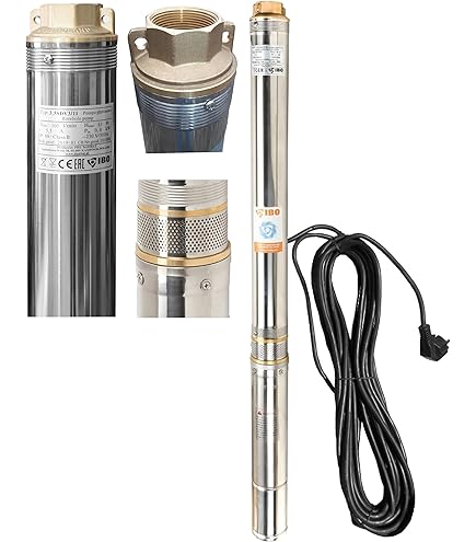 Pompe De Puits Profonde 3" 1100W - Débit 6000 L/h, Pression 7,7 Bar, Câble 25 M - Compatible Avec Eau Sableuse (jusqu'à 5%)