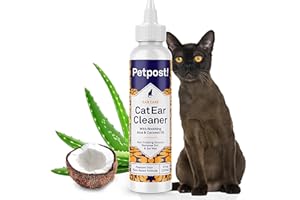 Petpost | Cat Ear Cleaner - Best Ear Remedy for Cats - Natural Coconut Oil Treatment Drops - Alcohol & Medicine Free 237 ml