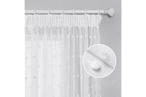 MYSKY HOME Gardinen mit Kräuselband Vorhang Voile Vorhänge Kinderzimmer Modern Gardine Sticken Halbtransparent Raumteiler Schiebevorhang Wohnzimmer 2er Set, Weiss, H 245 x B 140 cm