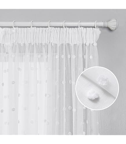 MYSKY HOME Gordijn van kant, bloemen, geborduurde kanten gordijnen, met plooiband, transparante gordijnen, set van 2, moderne decoratieve vitrage voor woonkamer, slaapkamer, lichtroze, 225 x 140 cm (h