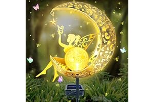 TZEKING Mond Solarleuchten Garten Deko Terassendeko,Mond Solarleuchten Garten im Freien,Elfe/Blumenfee Wasserdichte Solarleuchte mit Erdspieß