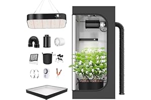 TOPRON Juego Completo de Tienda de Cultivo con Lámpara LED de Espectro Completo de 200W Regulable, Kit de Tienda de Cultivo de 90x90x180cm Juego Completo de Tienda de Cultivo Hidropónico Completo