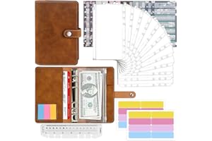 Mlife 26 Pcs Raccoglitore di Bilancio A6，Money Binder con Buste Cerniera Trasparenti, Fogli di Budget,Adesivi Per Etichette, Per Conservare Denaro,Budget Binder Per Piani Mensili di Denaro