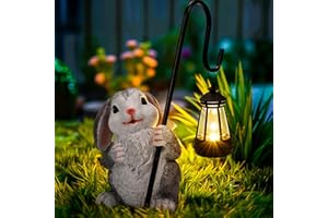 GIGALUMI Statue solari da giardino per la festa della mamma, statuetta di coniglio, luci per esterni, cortile, decorazione da giardino, per donne, decorazione per patio