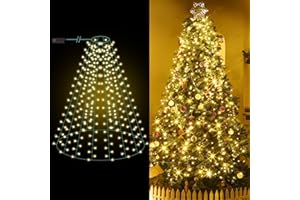 ELKTRY 400 LED Weihnachtsbaum Lichterkette, Christbaumbeleuchtung mit Ring 2M x 10 Girlanden, Warmweiß IP44 Wasserdicht 8 Modi Weihnachtsbeleuchtung Innen Außen für 150cm 180cm 240cm Baum, Tannenbaum