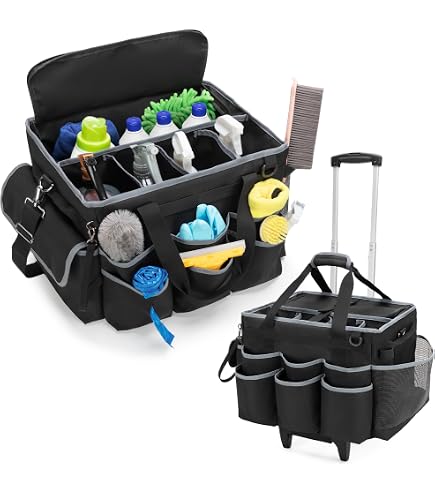 Chariot De Nettoyage Portable Avec Sac Amovible Et Roulettes - Organisation Pro Pour Fournitures De Ménage