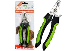 SIMPLY PETS ONLINE Dog Nail Clippers with Safety Guard, Professional Stainless Steel Claw Clippers Designed by Vets, Suitable for Thick Nails and Large Dogs
