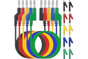 Hejo 15 Piezas Cables de Multímetro, Kit de Cable de Prueba de Sonda para Pruebas con Multímetro, 105cm 5 Colores Cable de Prueba de 4 mm con 10 piezas Pinzas de Cocodrilo
