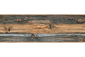 BRICOFLOR Holz Tapeten Bordüre | Selbstklebende Tapetenbordüre in Holzoptik in Grau und Braun | Breite Wohnzimmer und Küchen Wandbordüre aus Vlies und Vinyl