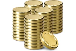 KADAX Tappo a vite fi53 mm, set di coperchi Twist-Off in metallo, adatto per bicchieri da 115 ml, coperchio di ricambio con 4 denti, coperchio per bottiglie e barattoli (50 pezzi, oro)