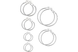 SUMIND 6 Paires Argent Hoop Clip sur les Boucles d'Oreilles Boucles d'Oreilles non Piercing pour les Femmes et les Filles, 6 Tailles (Argent)