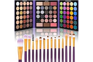 UCANBE 86 Colors Nude Eyeshadow Palette with 15pcs Makeup Brushes Set, Matte Glitter Long Lasting Highly Pigmented Waterproof Colorful Eye Shadow Contour Blush Powder Highlighter All in One