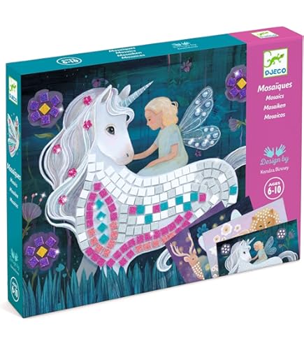 Kit Mosaïque Enfants - 10 Cartes Créatives + Autocollants Brillants + Crayons Aquarelle - Activité Manuelle 3-8 Ans - 2