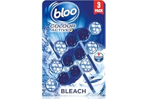Bloo Colour Active Toilet Rim Block Bleach with Anti-Limescale, Cleaning Foam, Dirt Protection and Extra Freshness with Bloo Odour-Stop Technology, Pack of 2 Rimblocks, Pack of 3 Rimblocks