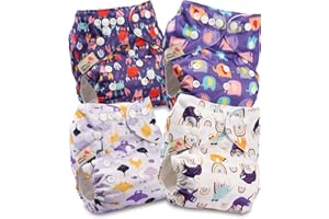 LITTLES & BLOOMZ Littles and Bloomz Baby wielokrotnego użytku kieszonkowa pielucha materiałowa, standardowy Popper, 4 pieluchy, FLP2-0404