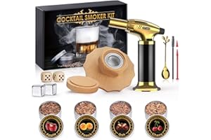 OGERY Cocktail Smoker Kit with Torch, Whiskey Smoker Kit, Old Fashioned Bourbon Drink Smoker Infuser Kit with 4 Flavors Wood Chips, Ideal Father's Day Gifts for Men, Dad, Husband (No Butane)