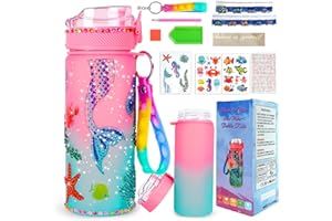 AMFUN Regalo Bambina 4 5 6 7 8 9 10 Anni, DIY Diamond Painting Kit Lavoretti Creativi, 600ml Sirena Borraccia Giochi per Bambini, Idee Regalo Compleanno