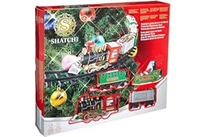 SHATCHI Weihnachtszug-Set, rund um den Baum, Weihnachtsdekoration, Festliche Beleuchtung und Klänge, Einheitsgröße, Mehrfarbig