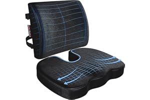 FORTEM Poduszka Na Krzesło Biurowe I Gamingowe, Oparcie Lędźwiowe, Siedzisko Z Pianki Memory, Ergonomiczny Zestaw Z Pokrowcem, Antypoślizgowa Poduszka Na Plecy I Siedzenie