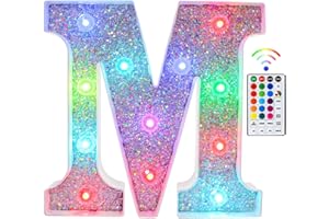 Tosakey Light Up Letters, LED Lights Sign 18 Color Changing 26 Alphabet Glitter Shiny Letter Lights Gifts for Girls Women Birthday Christmas Bedroom Party Wedding Decoration (M)