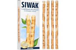 ORINKO Juego de 4 palos de Siwak - Cepillo de dientes 100% natural - Limpiador, desinfectante y blanqueador - Ecológico, Biodegradable y vegano [