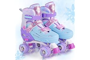 2PM SPORTS Pattini a 4 Ruote Regolabili Rosa Blue per Ragazze Principianti Bambini per interno e esterno