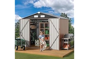 GVDV Outdoor Storage Shed, 7.7 x 5 FT Metal Outdoor Shed for Garden, Patio and Backyard with Air Vent & Lockable Doors, Waterproof Shelter for Tools, Bike