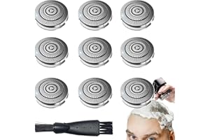 IKSAMY 9 sztuk wymiennych głowic tnących do golarki Pitbull Shaver, łysiejących golarek dla mężczyzn, Pitbull Platinum Pro, wymienne głowice z pędzelkiem do czyszczenia Skull Shaver, akcesoria