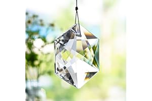 HDCRYSTALGIFTS 10cm Large Crystal Sun Catcher Prisms, Clear Hanging Suncatchers with Glass Prism, Rainbow Maker for Windows, Balcony, Kitchen, Garden Decoration