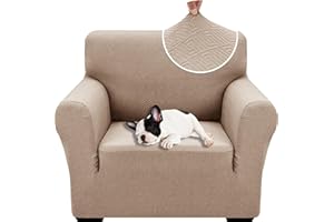 XINEAGE 2024 Newest Stretch Armchair Covers 1 Piece Chair Slipcovers Chair Protector for Living Room Thick Soft Chair Cover with Elastic Bottom Couch Cover for Pets Kids (1 Seater, Khaki)