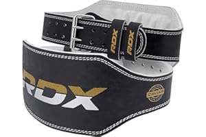 RDX Ceinture de Musculation, 6” Cowhide Cuir D'haltérophilie Belt, 10 Trous Réglables, Support Dos Lombaire Ceinture de Levage, Bodybuilding Powerlifting Fitness Gym Entraînement en Force, Homme Femme